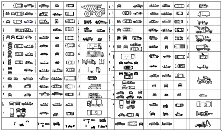 Cars Top And Side View CAD Blocks
