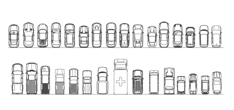 Cars Top View CAD Blocks