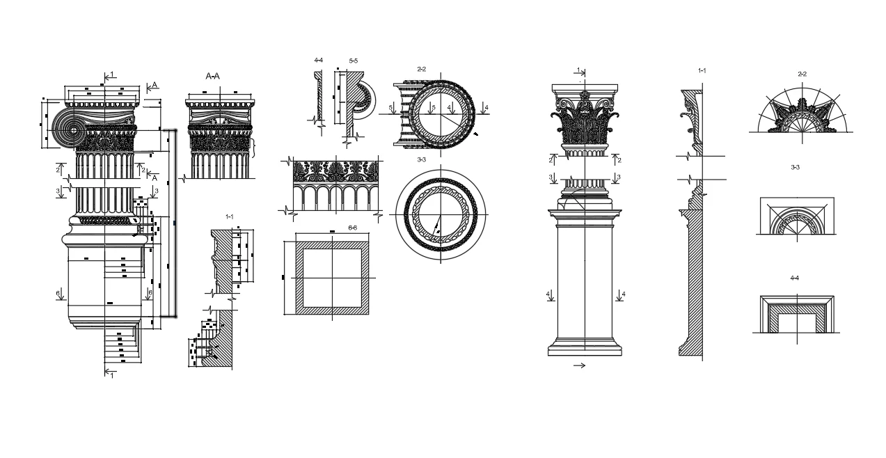 Classical Ionic Corinthian Columns