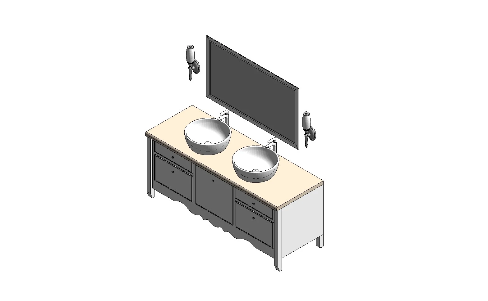 Double Round Basin Vanity