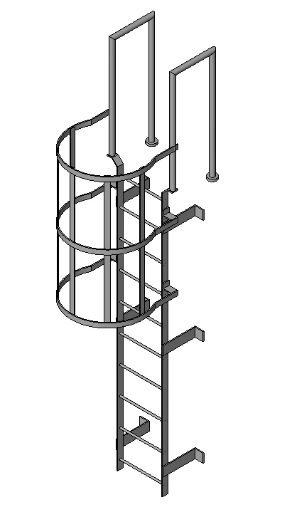 Fixed Vertical Ladder With Safety Cage