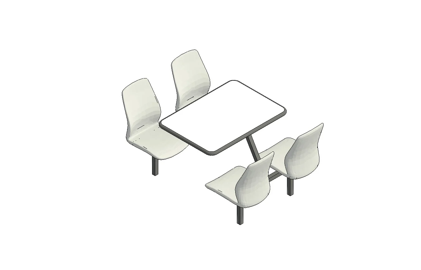 Four Seat Cafeteria Table