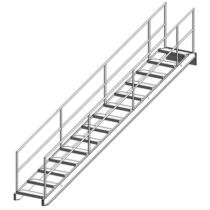 Industrial Stairway with Bar Grating Treads