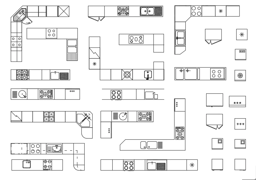 Kitchen Furniture Top View Blocks