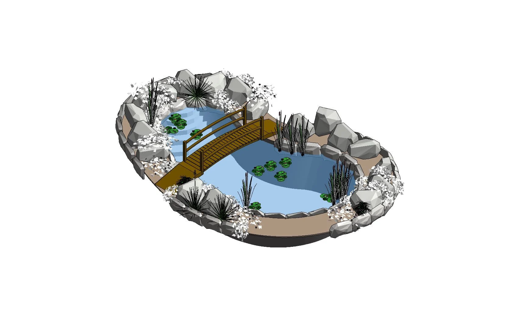 Landscape Pond With Rocks