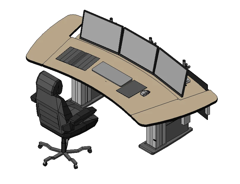 Multi-Monitor Office Workstation Console