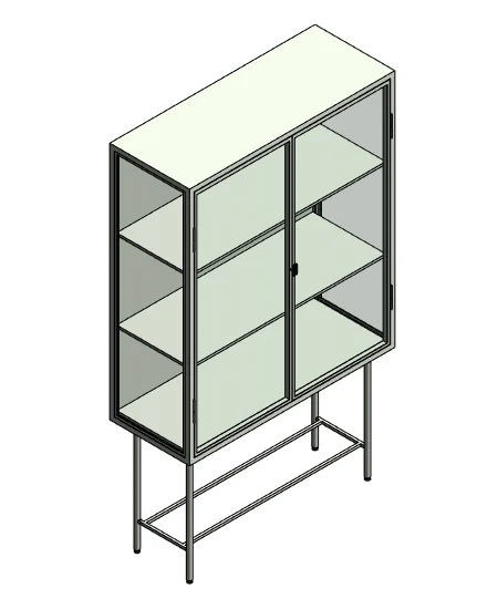 Steel Fluted Glass Display Case