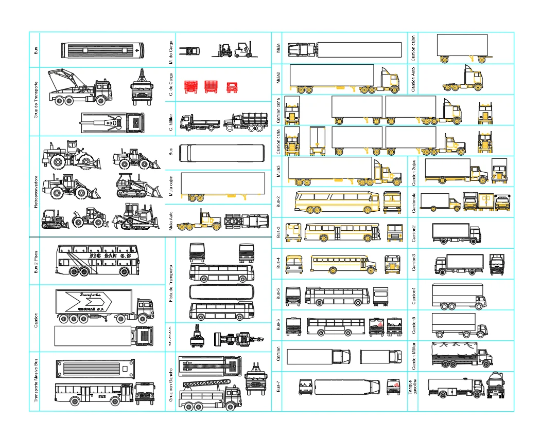 Trucks And Buses Top Side View